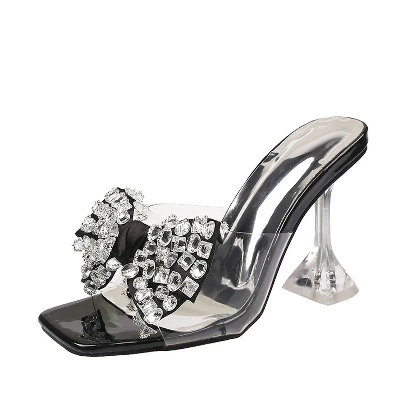 Trendy Big Size Clear High Heel Modern Slippers Sexy Transparent High Heel