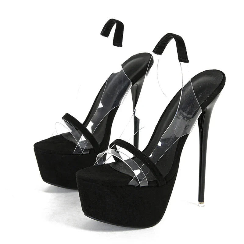 Trendy Sexy Snake Print Back Strap Platform Open Toe High Heel