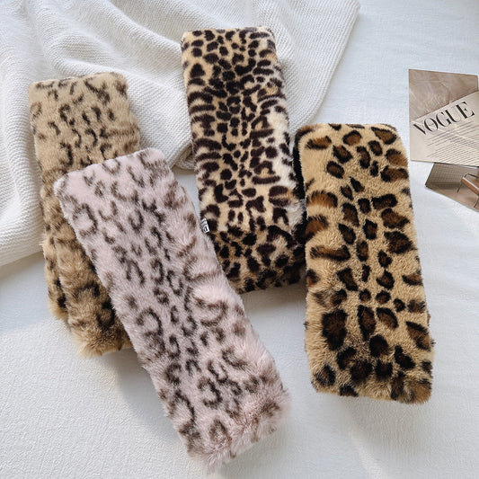 Leopard Print Faux Fur Alt-Culture Warm Scarf