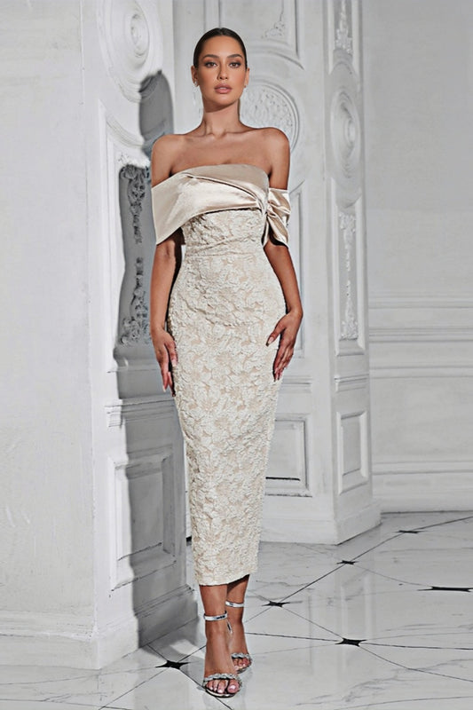 Janeeva Sheath Back Split Slim Midi Dress