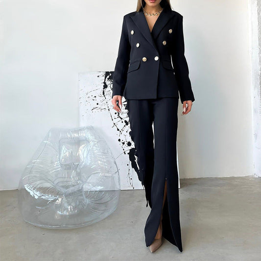 Women Clothing Spring Autumn Long Sleeve Suit Business Work Pant Two-Piece Set