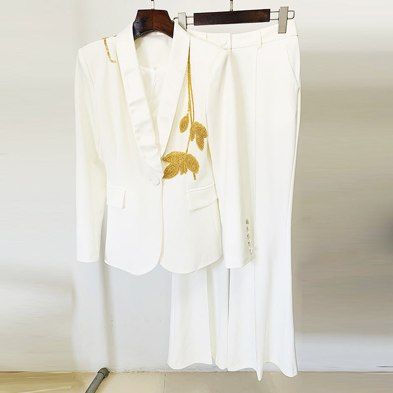Heavy Industry Beads Slim Flared Pants Two Piece Set