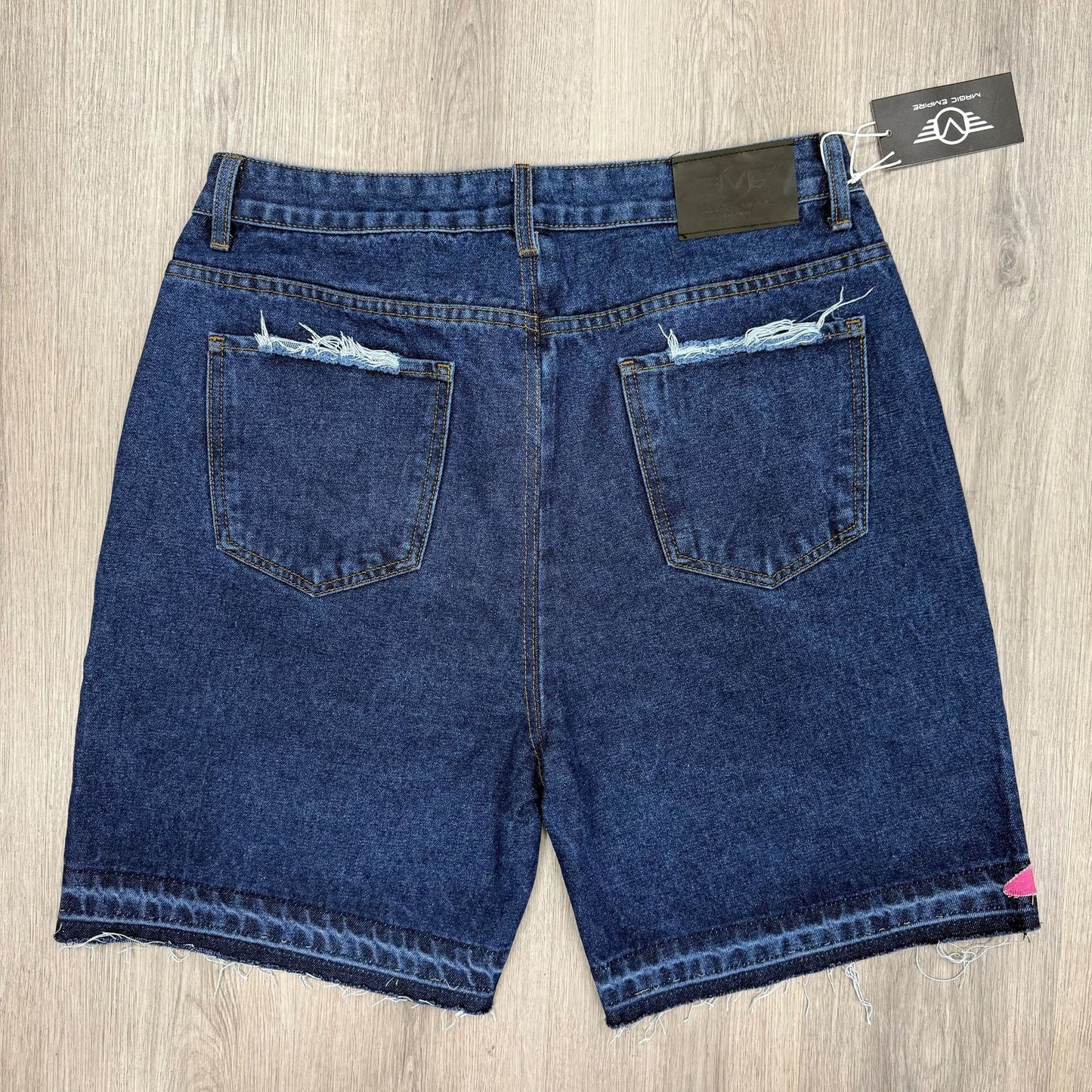 Street Style Abstract Letter Patchwork Denim Shorts