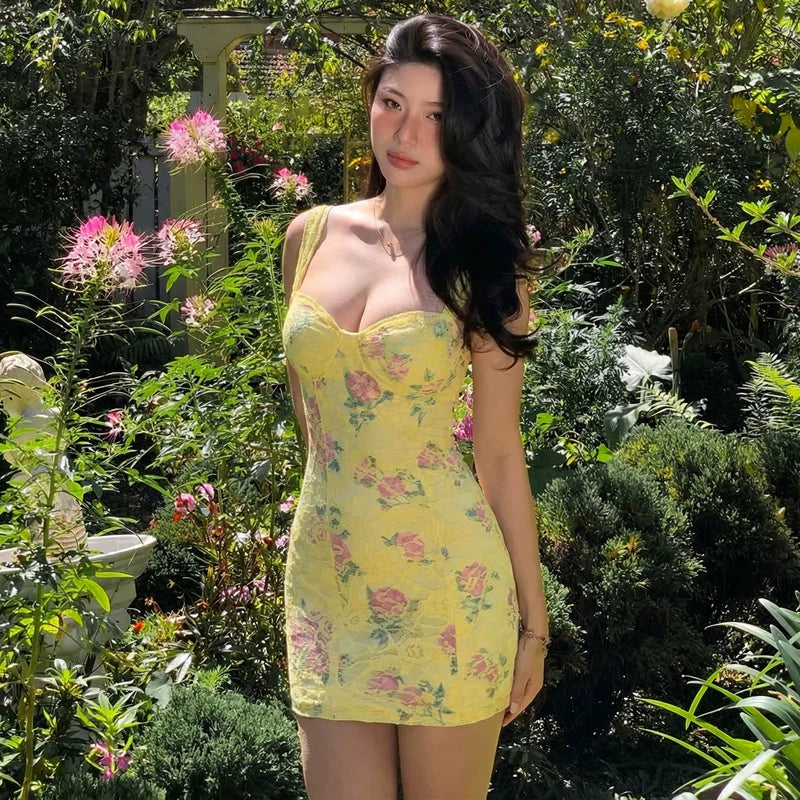 Floral Lace Spliced Mini Dress