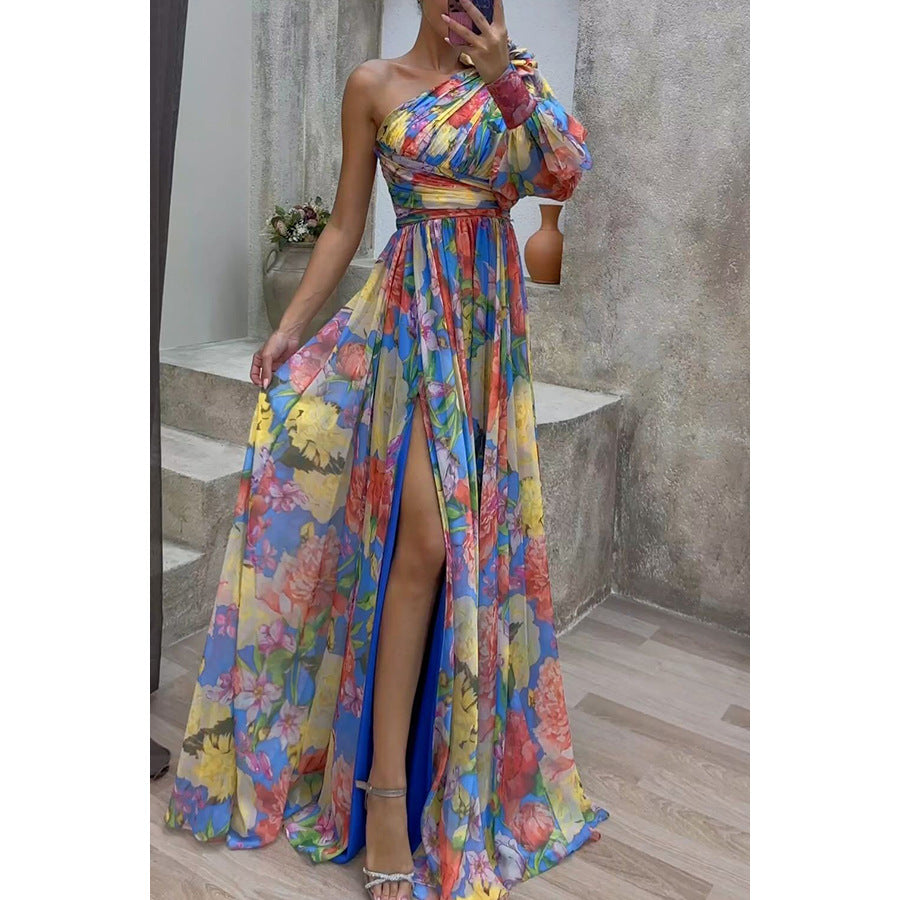 New Arrival Party Mesh One Shoulder Dress INS Casual Fashion Mini Dress Streetwear