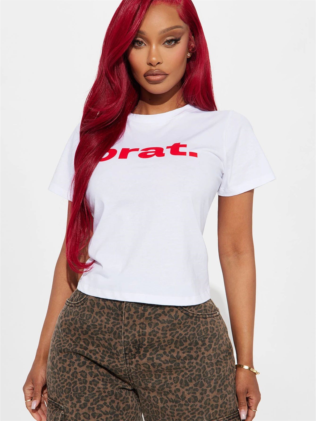 Fall Slim Fit Sexy Sexy round Neck Cropped Cropped T shirt Short Sleeve