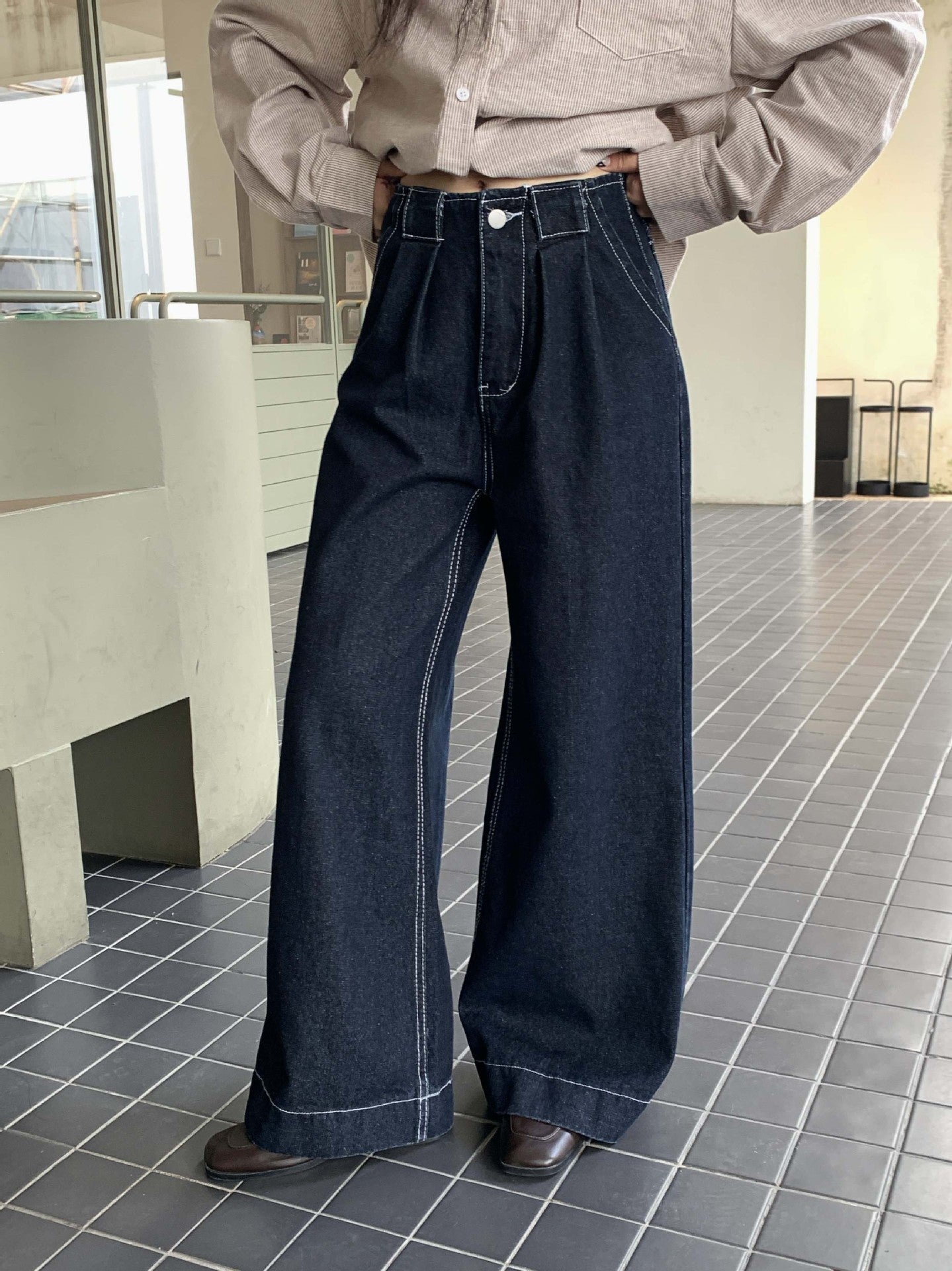Lemon Wide-Leg Denim Pants