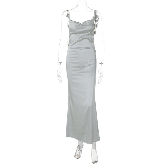 Summer Floral Decoration Elegant Dress Maxi Dress Backless Sling Dress