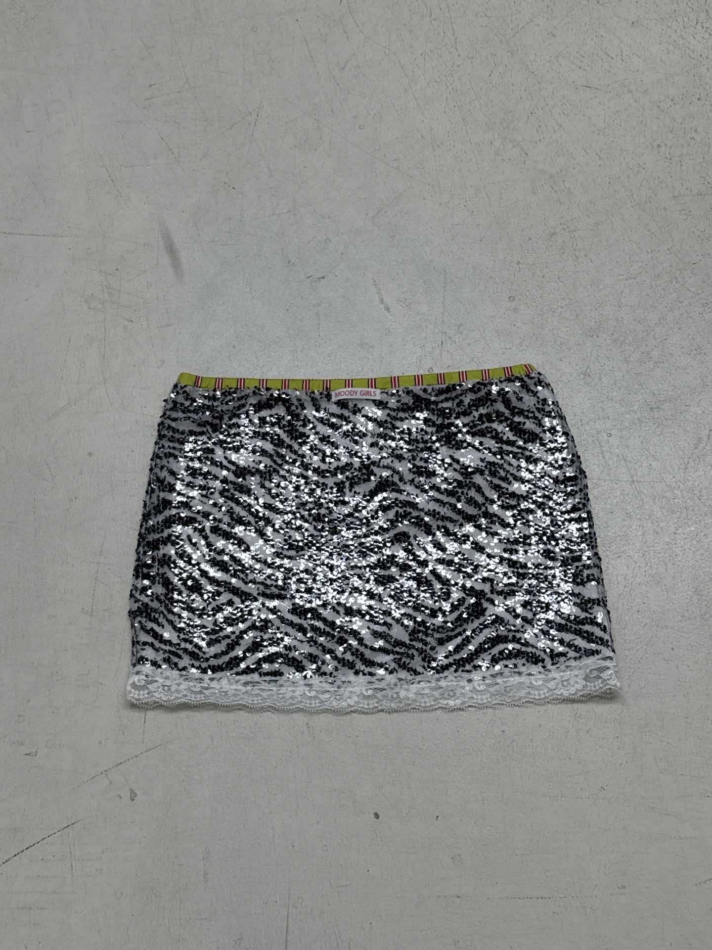 Zaylie Sequin Zebra Mini Skirt