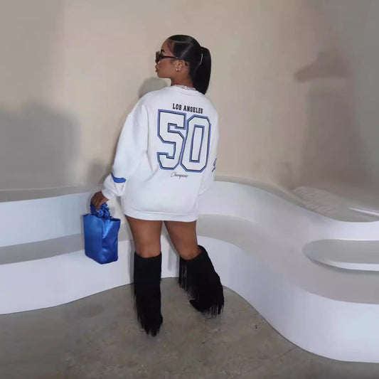 Women Clothing Letter Graphic Printing Casual Long Sleeve Sweatshirt