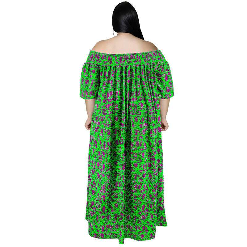 Casual Print Off Shoulder Dress