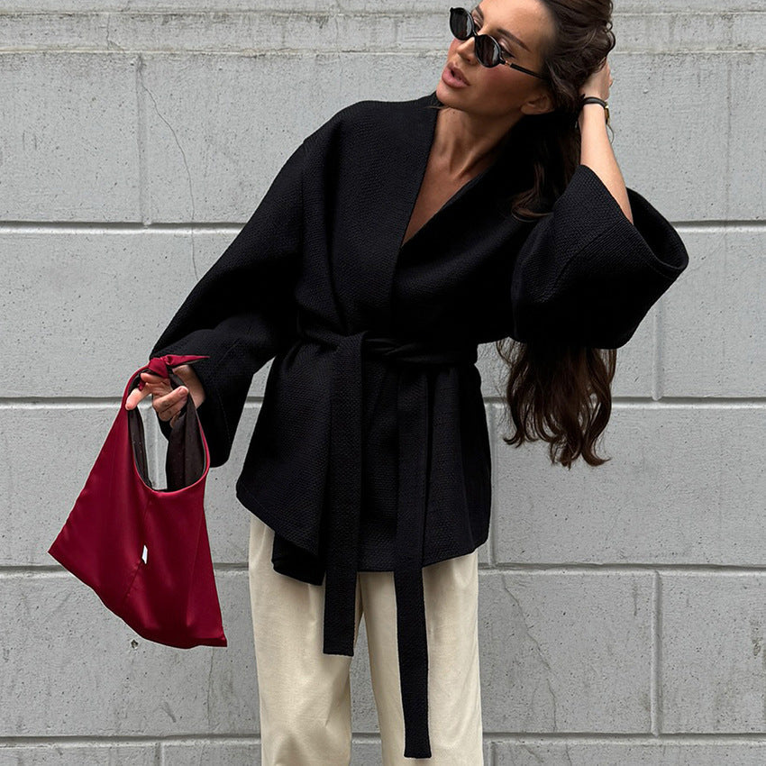 Leslie Belted V-Neck Jacket