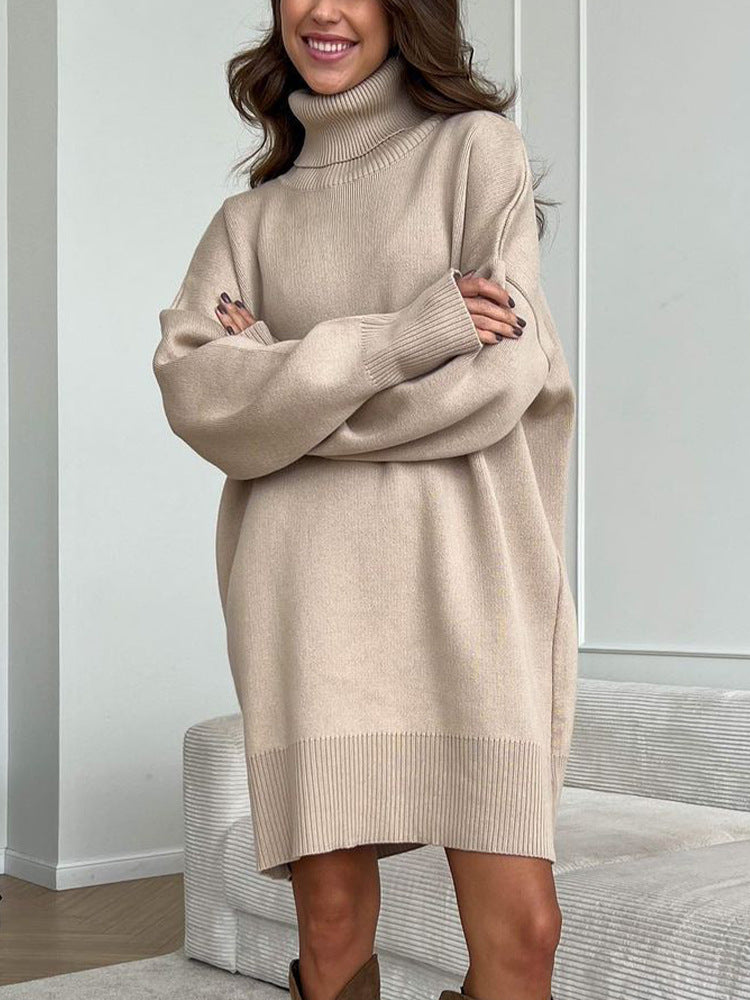 Autumn Winter Turtleneck Sweater Women Mid Length Thickened Russia Long Sleeved Knitwear