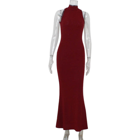 Arrival Sexy Party Red Carpet Dress Elegant Halter Sheath Fishtail Dress