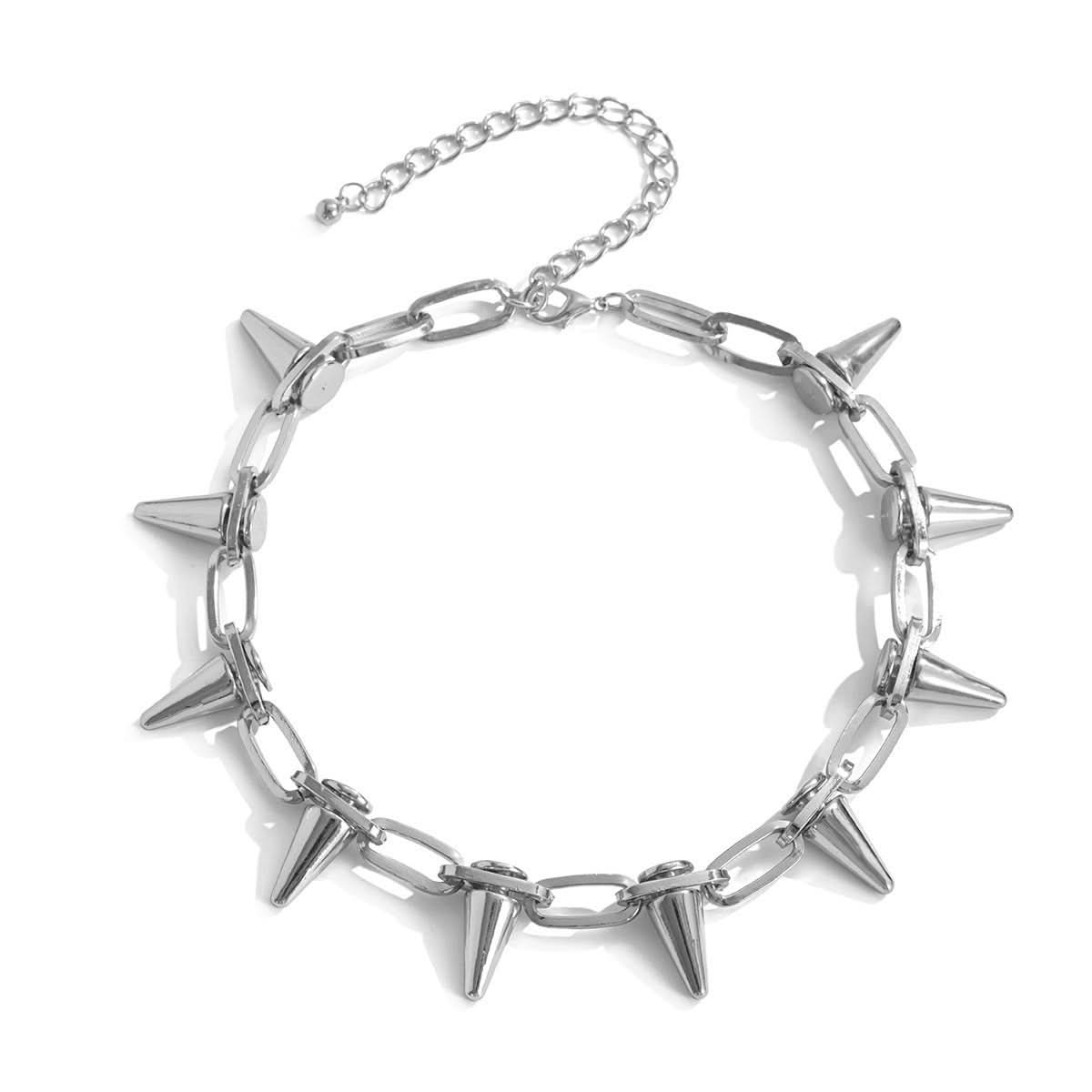 Rivet decor metal chain choker necklace | Festival Outfits Women