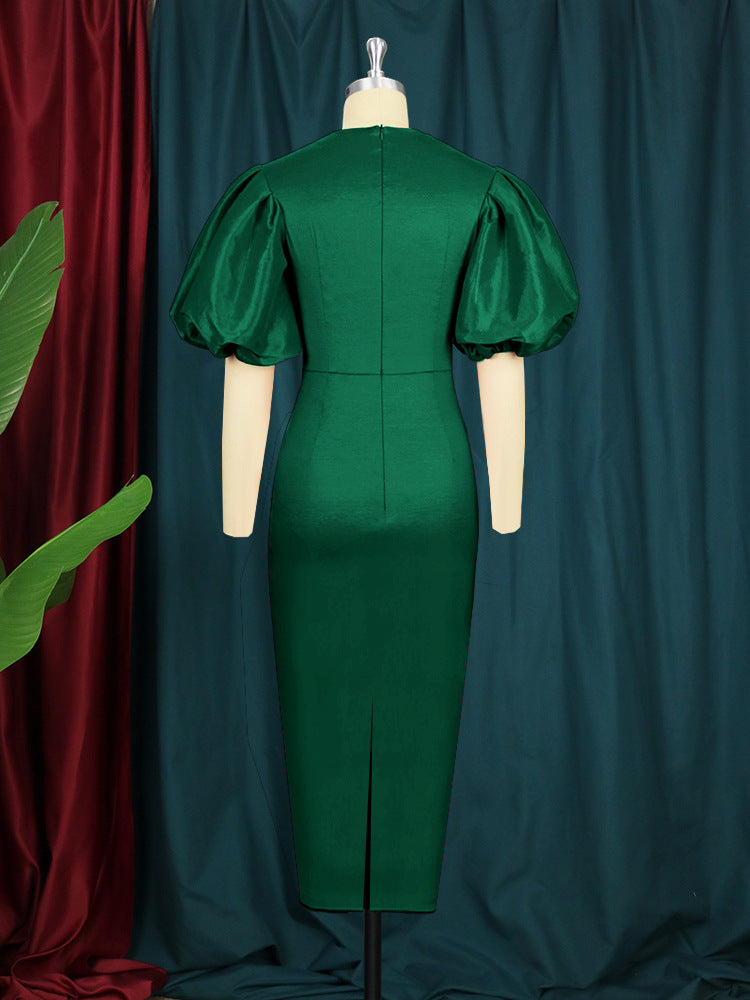 Lantern Sleeve Evening Dress