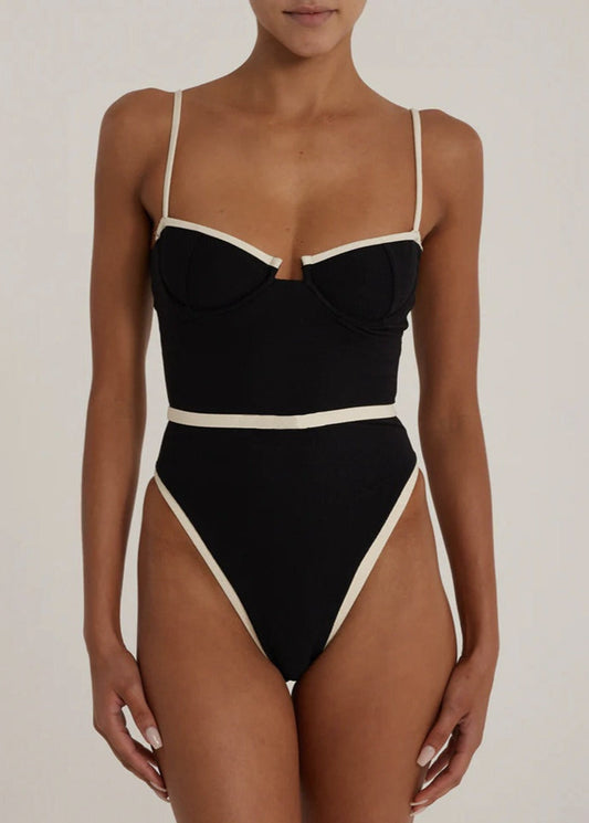 Clara - Contrast Trim One-Piece Swimsuit
