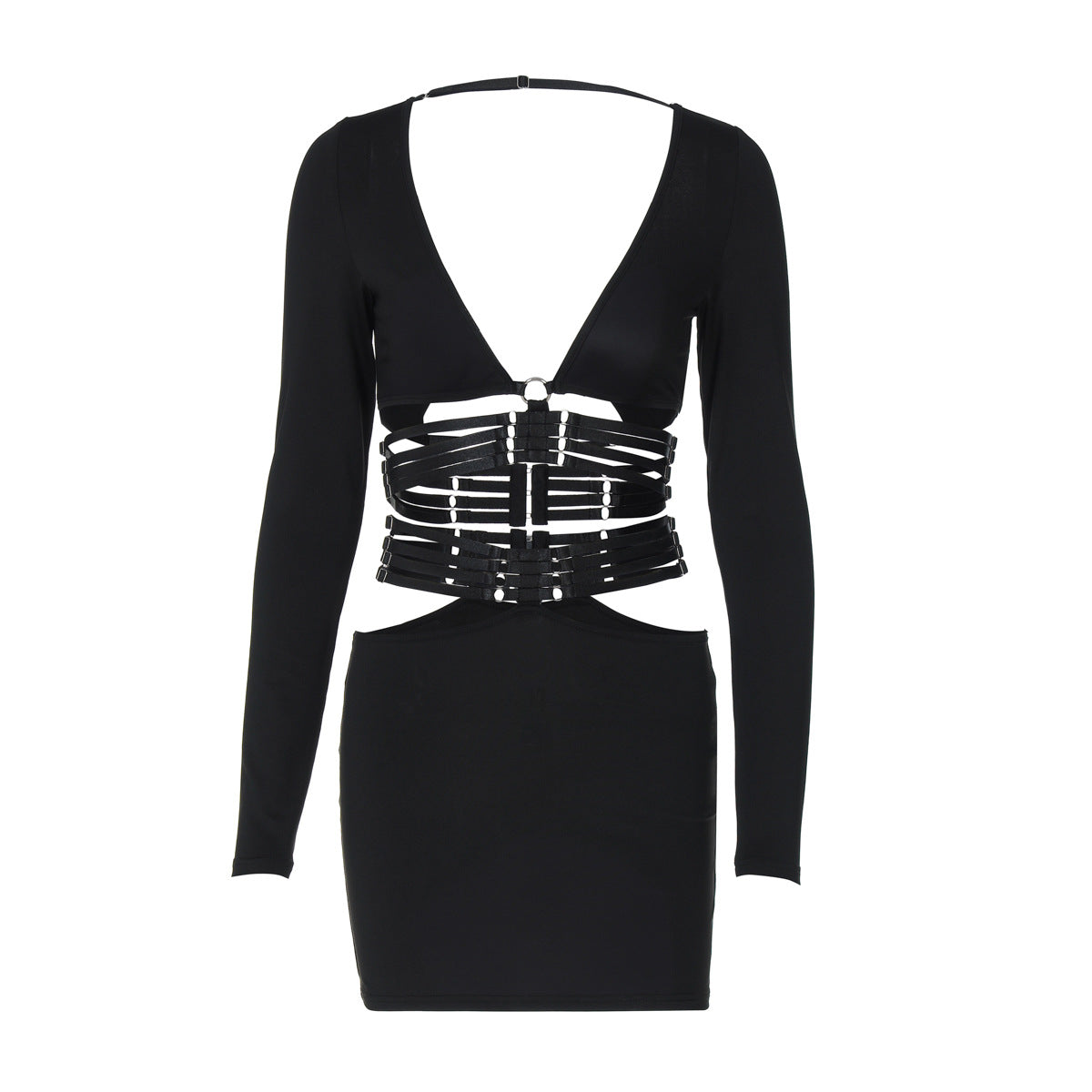 Women Clothing Autumn Winter Sexy V neck Long Sleeve Top Slim Fit Lace up Skirt Set