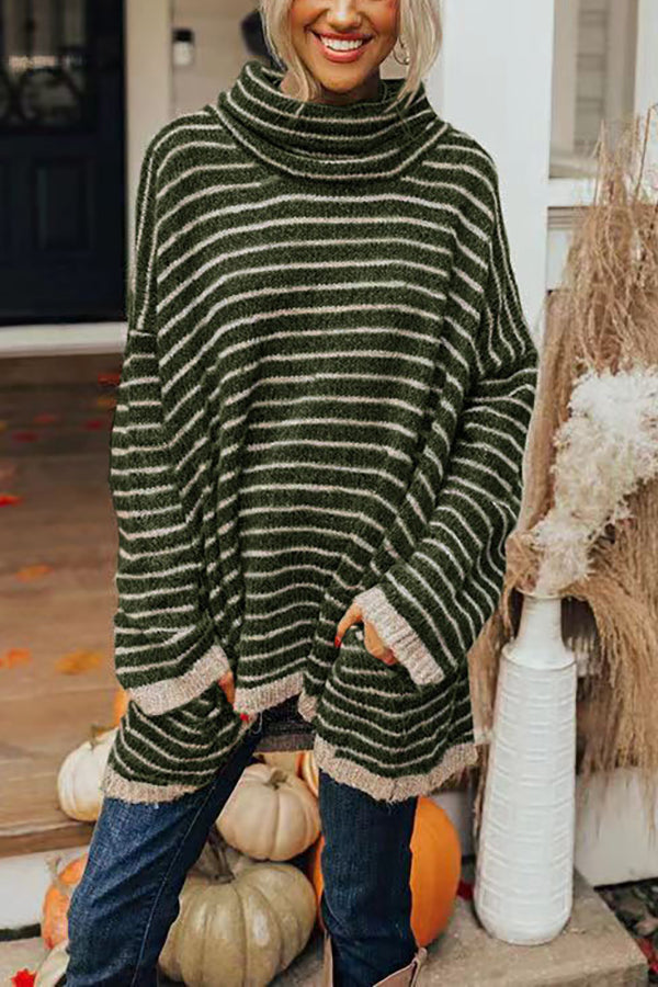 Perfect Timing Stripe Pocketed Tunic Sweater