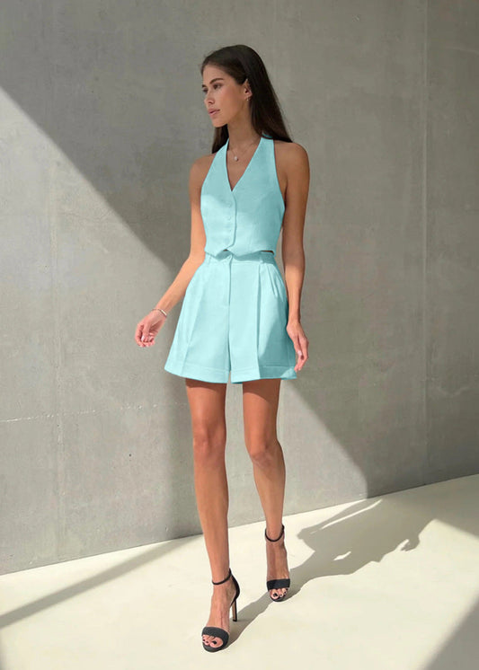 Sierra – Tailored Halter Vest & Shorts Set