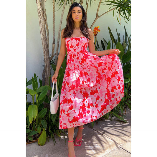 Spring Summer Pleated Strap Dress Casual Vacation Stringy Selvedge Dress
