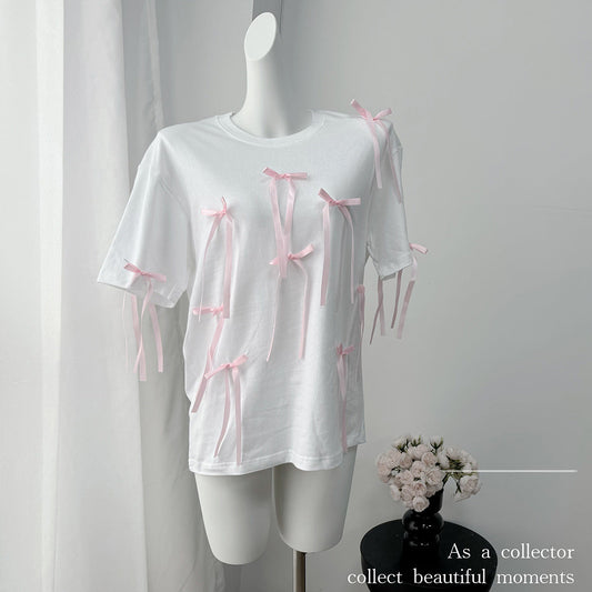 Summer Long Tassel Short Sleeved T shirt Women Casual Loose Cotton Top