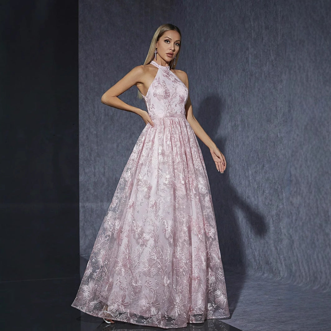 Halter Pink Sweet Girl Dress Photo Birthday Party Cocktail Evening Dress