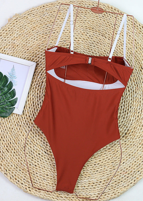 Savanna Chic - Contrast Trim One-Piece Swimsuit