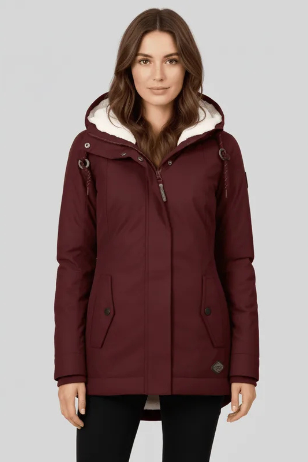 Mira Fleece Lined Hooded Longline Parka Coat
