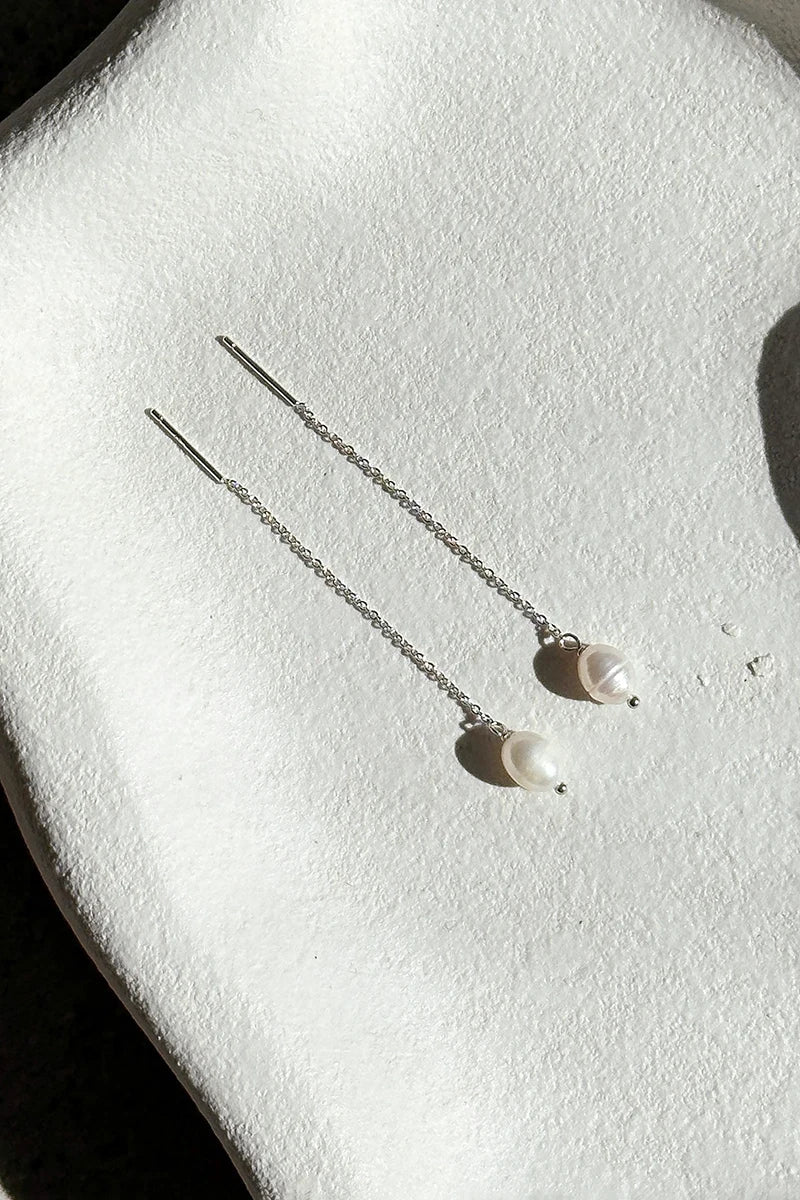 Pendientes de hilo Bahama - Plata de ley