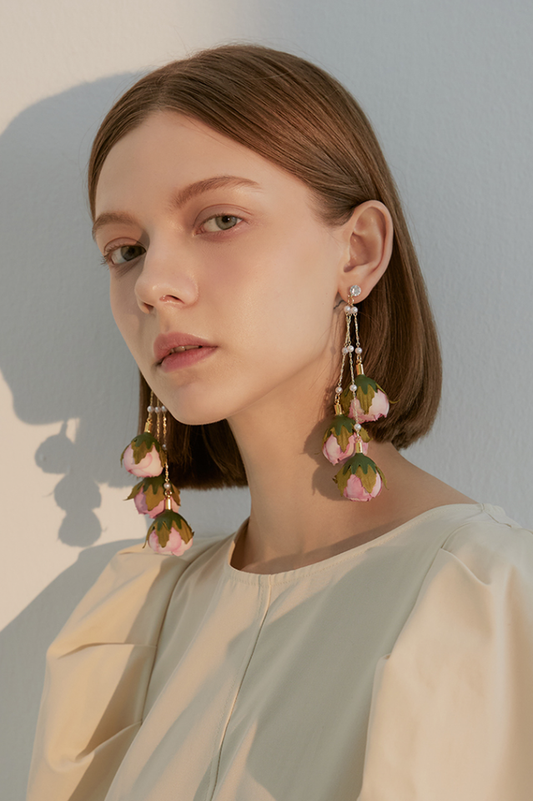 Tassel Earrings in Rose