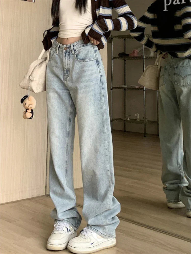 Vintage 90s High Waist Blue Straight Jeans