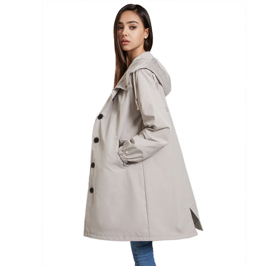 Chaqueta impermeable informal con capucha para mujer | Ideal para actividades al aire libre