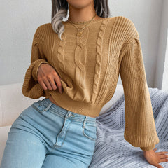 Elegante jersey de cachemira beige con trenzas para mujer | Ideal para otoño/invierno
