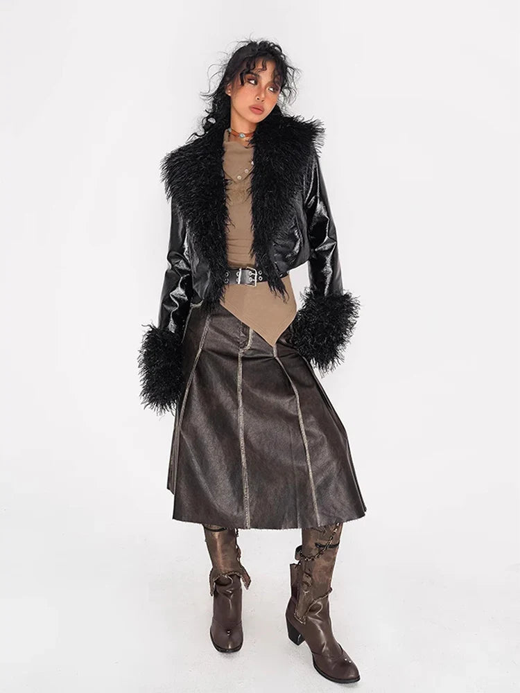 Faux Fur Trimmed Biker Jacket