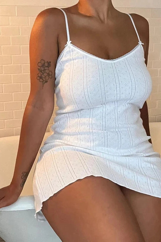 Elegant V Neck Mini Dress with Spaghetti Straps