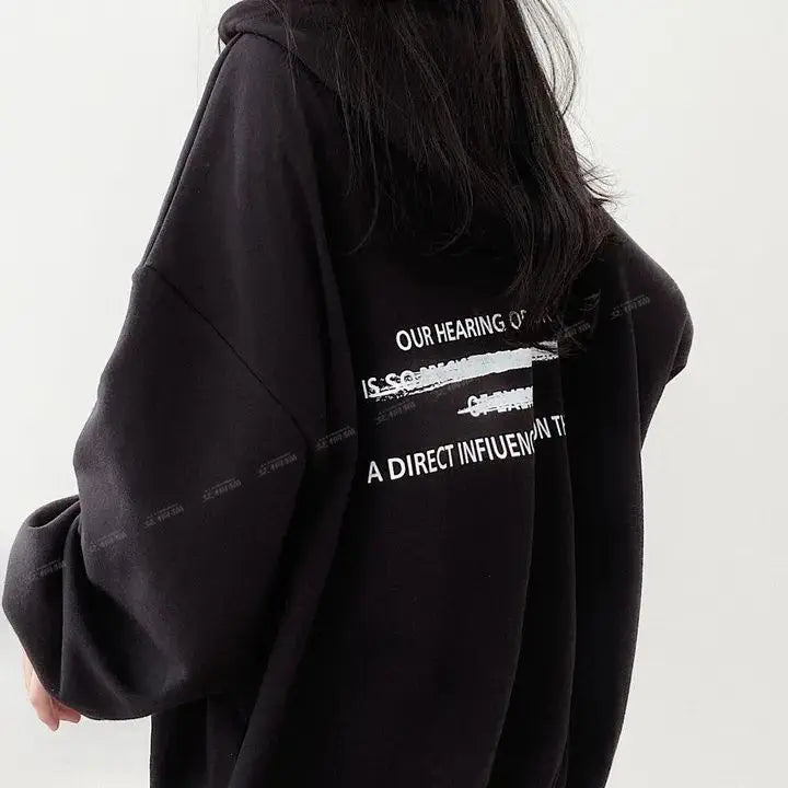 Hooded sweatshirt and winter clothes winter thin loose letter mid-length clothing y2k tops