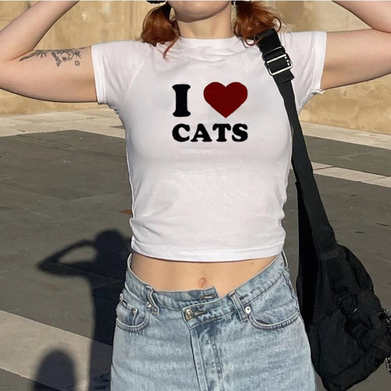 New printed T-shirt, fashionable casual short sleeved top, Y2K summer sexy electronic girl T-shirt, women’s clothing
