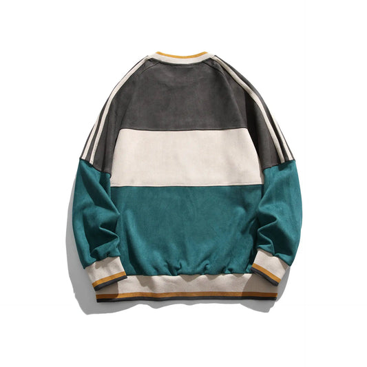 Voguable Y2k Sweatshirts Suede Hip Hop And Couple Sports Pullovers China-Chic Loose Versatile Casual Tops Spliced