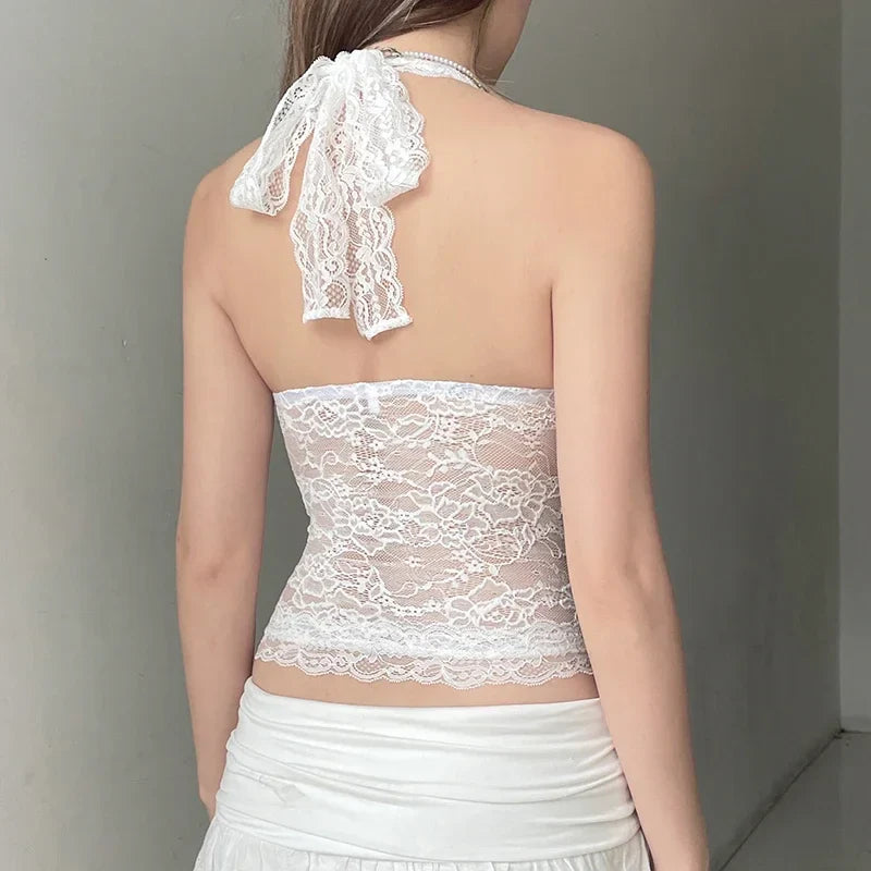 Lace Patchwork Halter Corset