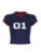 Digital Print Y2K Short Sleeve T Shirt Women Contrast Binding O Neck Slim Crop Tee Casual Preppy Tops Sporty Football Jersey