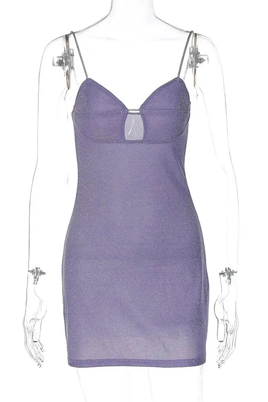 V Neck Backless Spaghetti Strap Mini Bodycon Dress