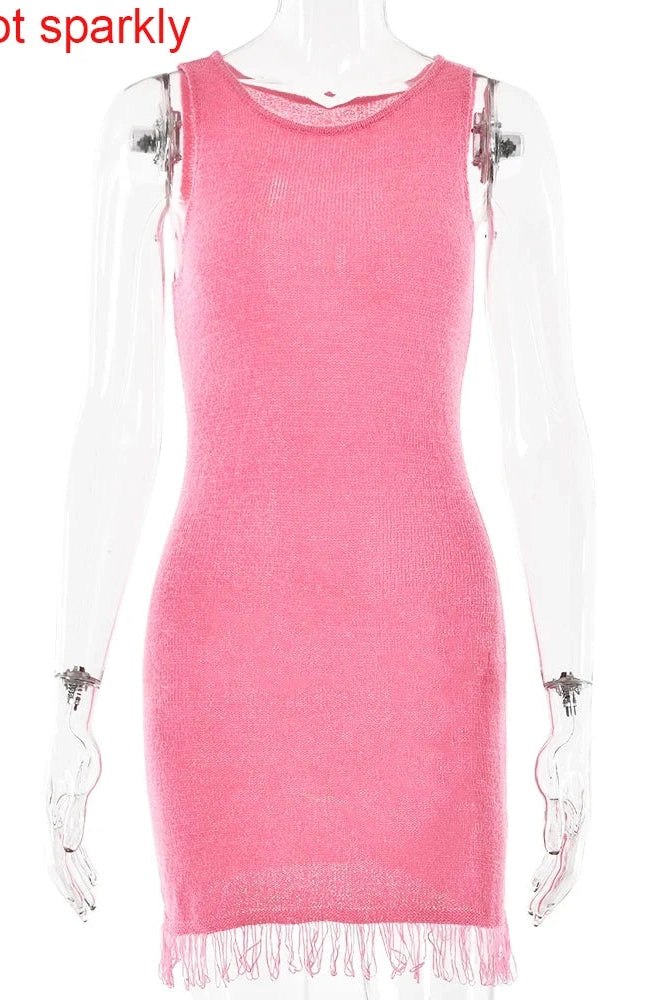 Elegant Sleeveless Mini Dress with See-Through Detail