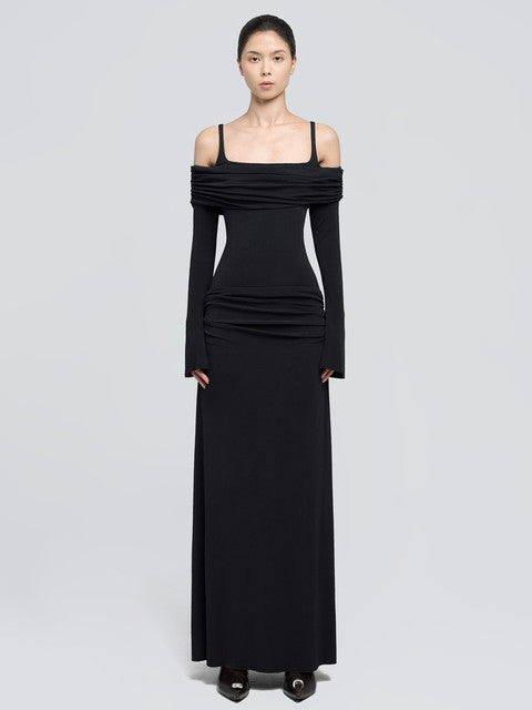 Elegant Long Sleeved Bodycon Party Evening Dress For Women Double Layered Tight Female Vestido Autumn New Clothing