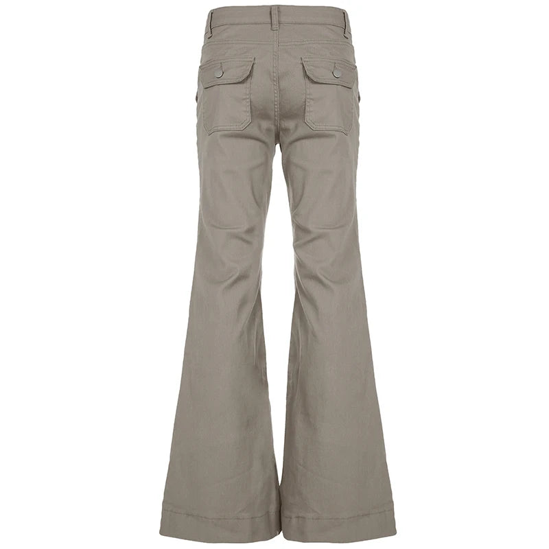 Slim Fit Simple Flared Pants Women High Fashion Causal England Style All-Match Basic Jeans Classical Clothing