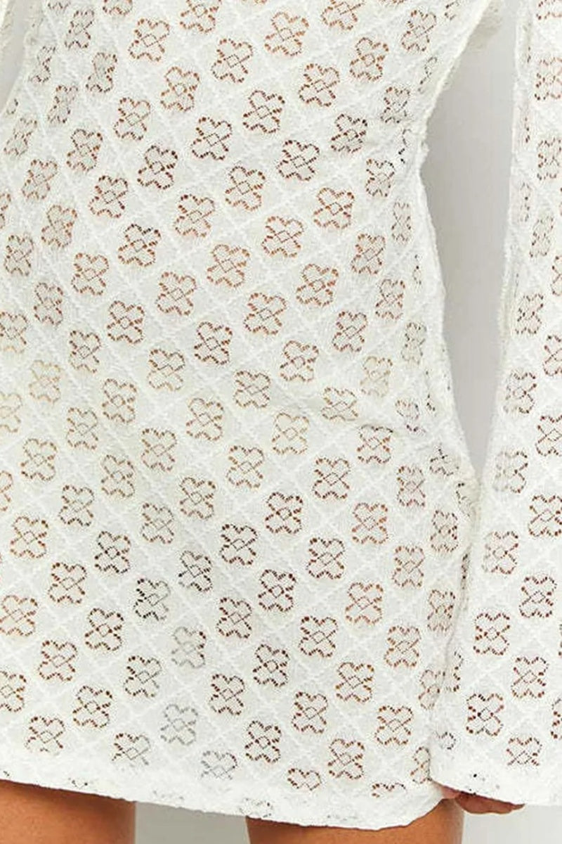 Vestido mini blanco estampado con espalda escotada
