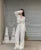 Korean Fashion Streetwear 2-piece Pants Set Women Tracksuit Autumn New Hooded Zip-up Crop Top Long Pants Casual Solid Outfits