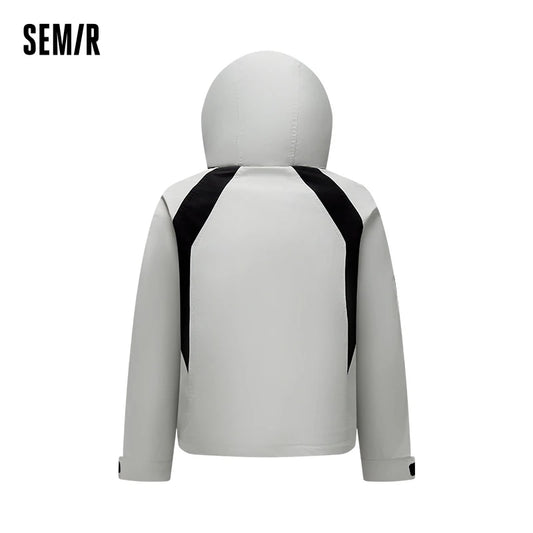 Down Jacket Women Contrast Color Patchwork Trendy and Cool Popular Garment Spring Three-Proof Loose Hooded Outerwear