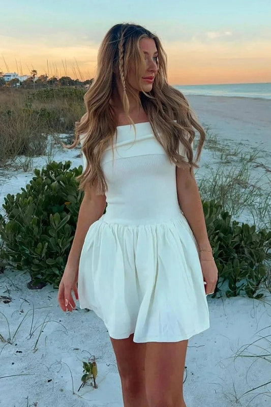 Strapless High Waist A-Line Mini Dress