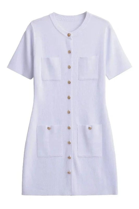 Slim Fit Patchwork Short Sleeve Mini Dress